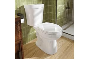 HOROW 17 Inch Tall Toilet, Two-Piece Round Toilet with ADA Comfort Chair Height Seat, Powerful 1.1/1.6 GPF Bathroom High Dual Flush Bowl for Seniors, 12" Rough In, White