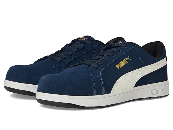 PUMA MEN’S ICONIC BLACK INDUSTRIAL SHOE, SUEDE NAVY...