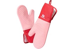 Kitchen Mama UltraShield Silicone Oven Mitts – Heat Resistant, Non-Slip Surface, Durable, Safe, Pot Holders, Flexible Waterpr