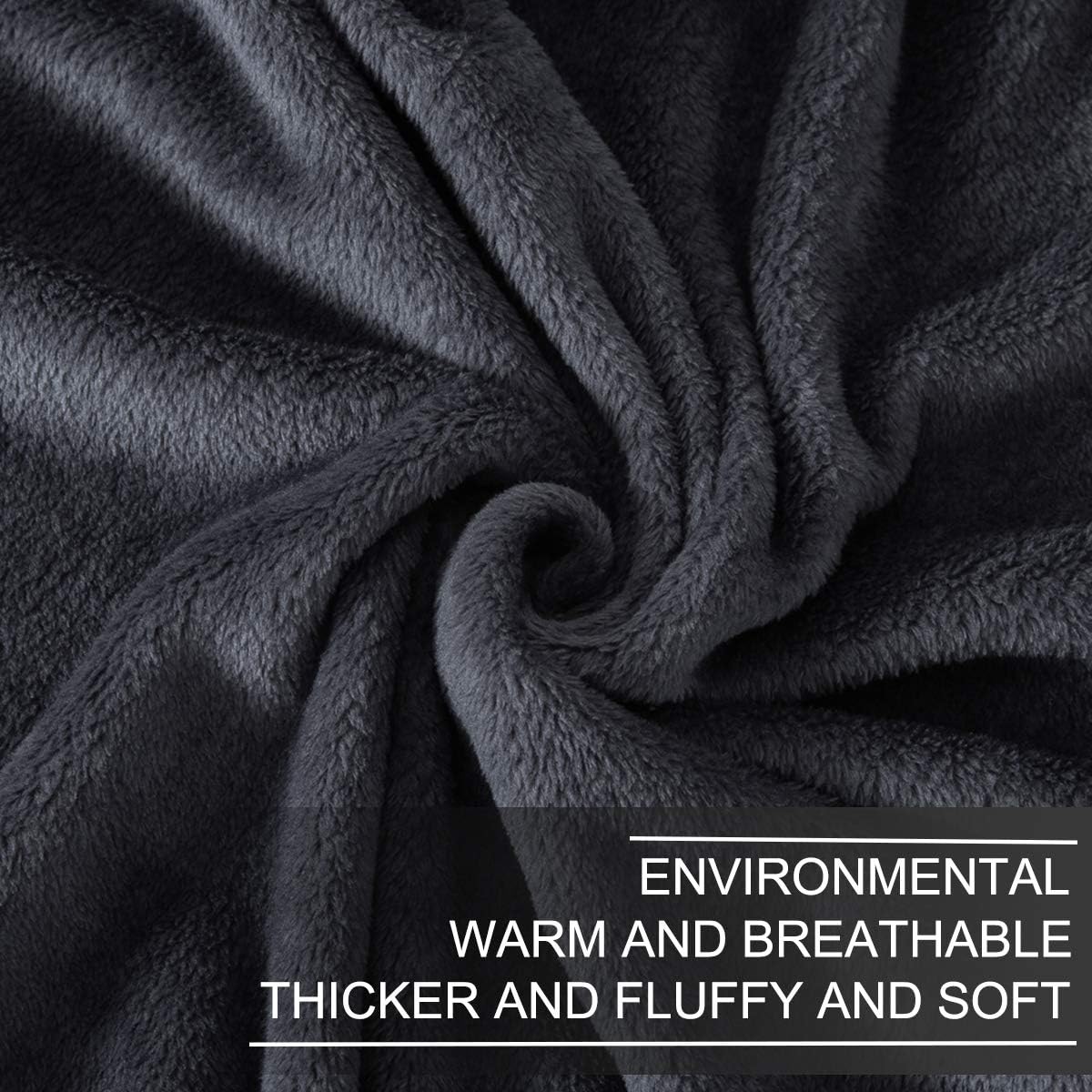 Richave Fleece Blankets Queen Size for All Season 350GSM - Premium Lightweight Anti-Static Throw for Bed Extra Soft Brush Fabric Warm Sofa Thermal Blanket 90" x 90"(Dark Gray Queen): Home & Kitchen