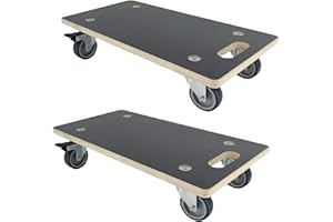 HBFBDRCT Furniture Dolly 4 Wheels, Furniture Movers, 2 Packs 2200 lb Load Capacity Heavy Duty Wood Dolly, Multifunctional Moving Dolly with 4 Soft Rubber Silent Wheels （2 with Brake+ 2 Without）