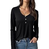 Star Vixen Women's V-Neck 3-Button Placket 3/4 Sleeve Knit Tunic Fit-and-Flare Top, Black, X-Large