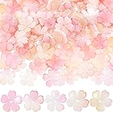 Incinkod 100 Pcs Gradient Cherry Flower Beads, Flower Beads for Jewelry Making, 5-Petal Acrylic Flowers Charms, Bead for Jewelry Making, Bracelets, Crafts (Pink)