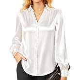 GRACE KARIN Womens Business Casual Tops Long Sleeve Satin Silk Blouse Button Down Work Shirts Dressy Tops Fall Fashion 2025
