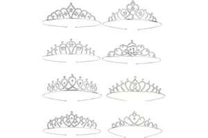 MYTOAU 8Pcs Girls Princess Crystal Tiara Crown Silver Rhinestone Crown Bridal Wedding Women Crystal Tiara Princess for Dance 