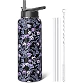 Sabobo Halloween Gothic Skull 40oz Sport Water Bottles Gifts for Women | Double Vacuum Stainless Steel Insulated Travel Sport Water Bottle with Flip Straw Spout Lid, Holiday Gifts(1 PC)