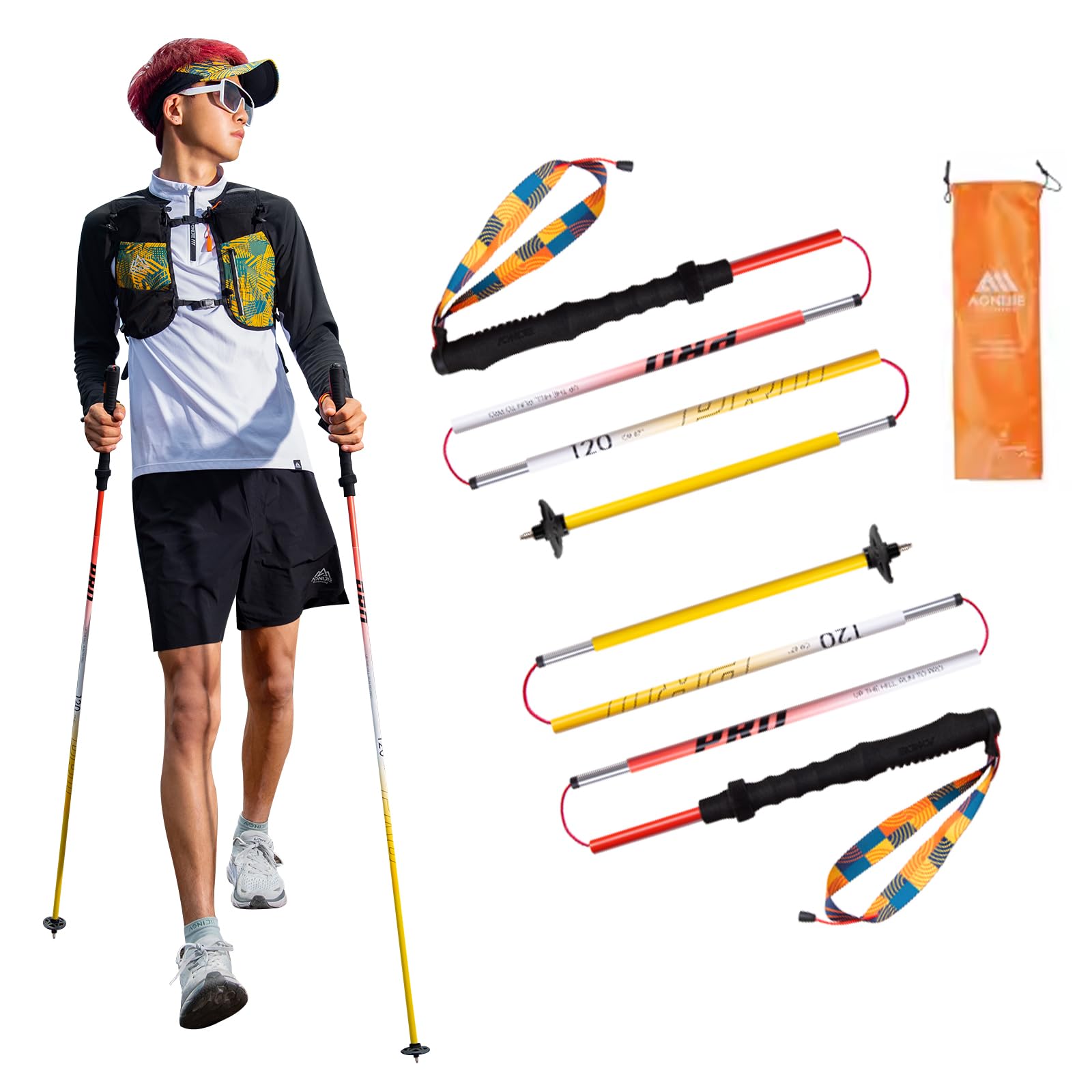 AONIJIE Trekking Poles - 2 Pcs Collapsible Aluminum