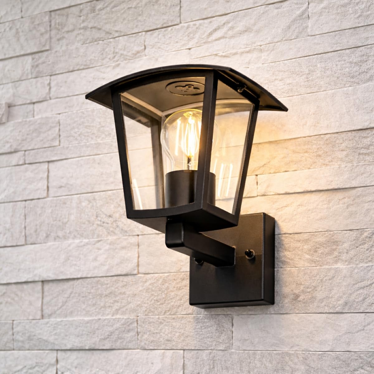 CGC Black Outdoor Outside Lights Traditional Contemporary Waterproof Lampholder Weatherproof Porch Patio Door Wall Terrace Garden (Large Uplight)