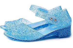 ZXCDINO Princess Jelly Shoes Girls Dance Party Heels Sandals Glitter Cosplay Snow Queen Cosplay Costumes Dress Up Sandals for Toddler Children Big Kids
