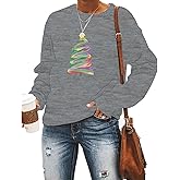 Christmas Sweatshirt Women Christmas Tree Graphic Shirt Xmas Holiday Pullover Cute Long Sleeve Tops