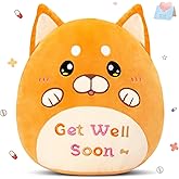 Houwsbaby 12" Get Well Soon Puppy Plush Pillow,Shiba Inu Dog Stuffed Animal,Soft Sofa Cushion Squishy Plushie Toy,Cute Room Decor,Feel Better Presents for Recovering Patient