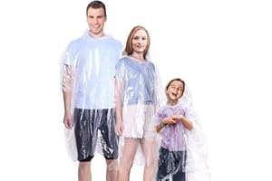 GINMIC Ponchos Family Pack Clear - 10 Pack Rain Ponchos for Kids and Adults, Clear Ponchos with Hood