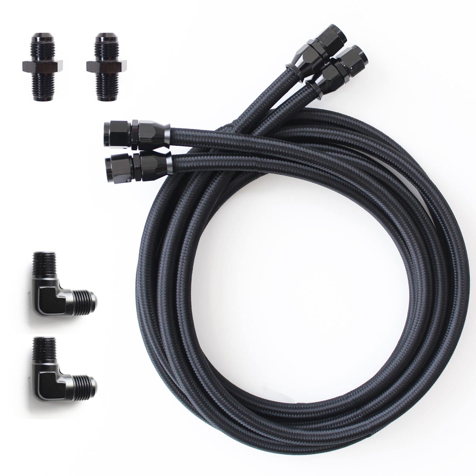 Photo 1 of 6AN Transmission Cooling Line Hose Compatible with 4L60 700R4 TH350 TH400 Transmissions 7 Ft Long Hose Fitting Nylon & Stainless Steel Braided Lines