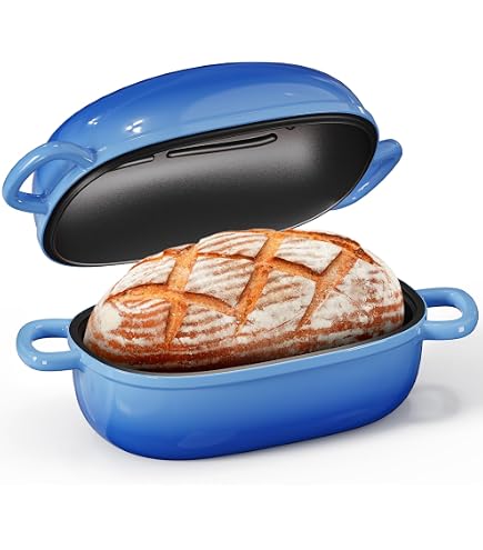3.6QT Cast Iron Dutch Oven Bread Baking Kit - Oval Pot With Lid & Sourdough Starter Accessories