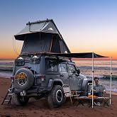 Adventurer Pro Rooftop Tent Hard Shell, 2-3 Person Aluminum Roof Top Tent | Detachable Side Awning&amp;Built-in LED Light Strip, Compatible with Truck Jeep SUV Van&amp;Trailer, Pop Up for 4-Season Camping