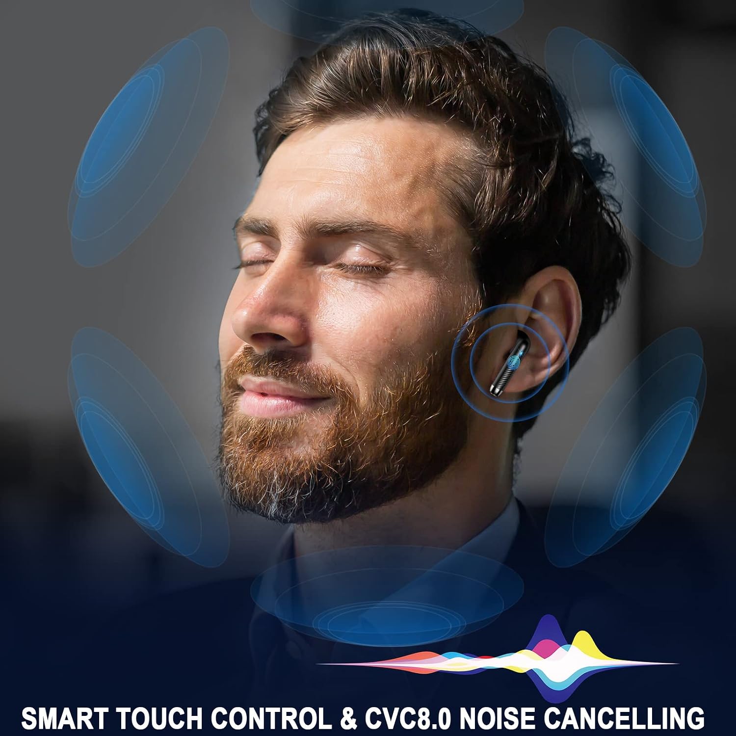 Jxrev J53 Earbuds and Charging Case with battery life indicators