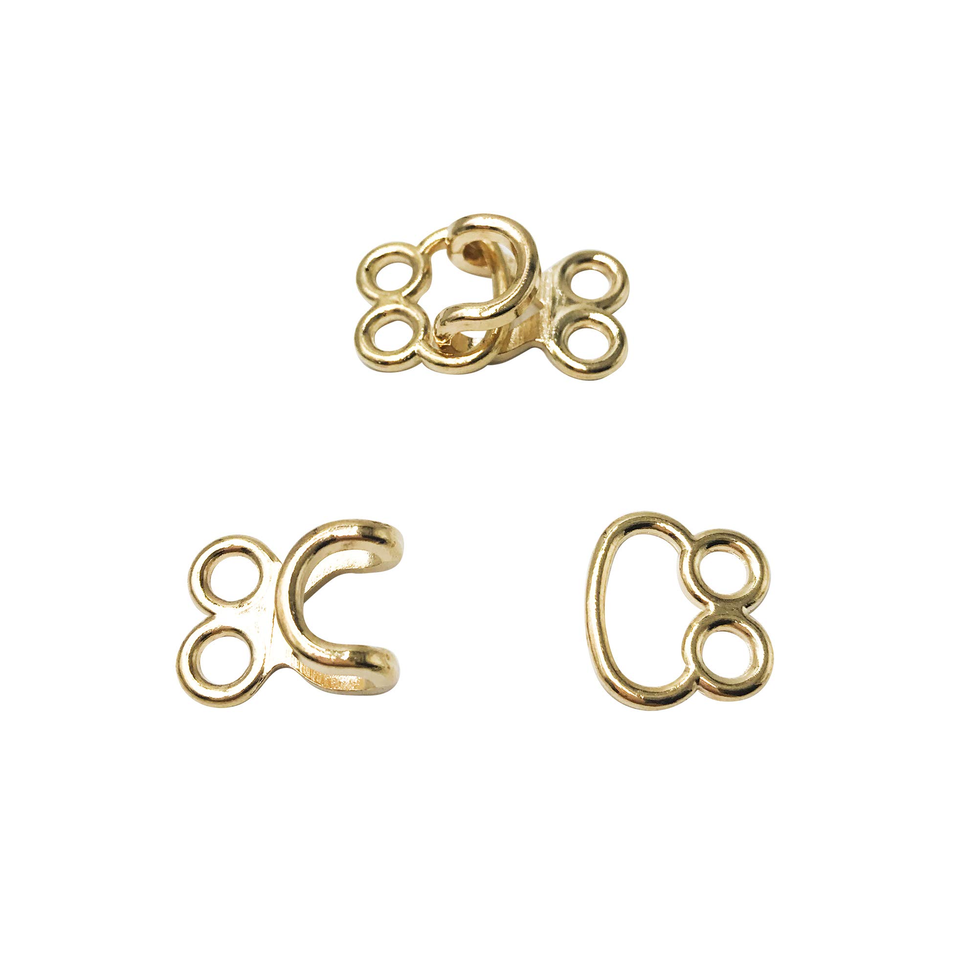 Pet-mall 10 Pairs Hook and Eye Fasteners Metal Buckle PETMALL Invisible Closure Clasps for Collar Sewing Garment Accessories (Gold) ET262