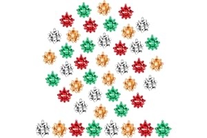 JOICEE 24pcs Christmas Charms For Jewelry Making, Christmas Metallic Ribbon Gift Bows Charms for XMAS Bracelet Necklace Earring Craft Supplies