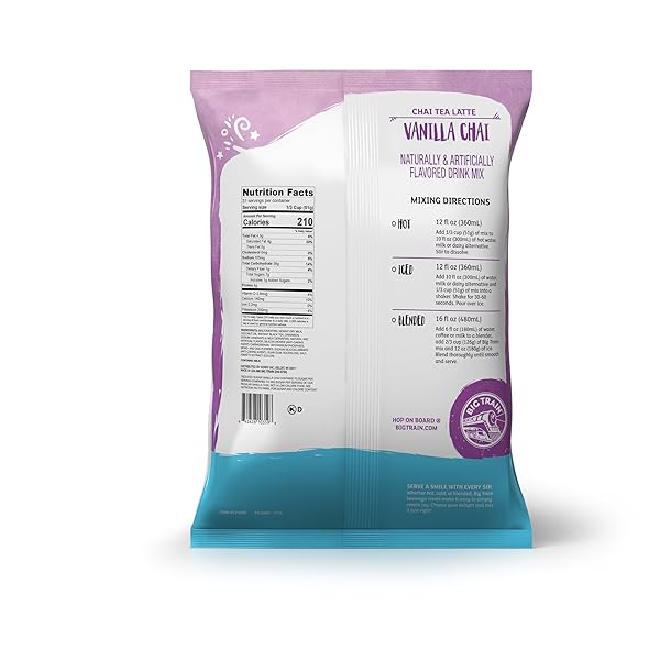BIG TRAIN NO SUGAR ADDED VANILLA CHAI TEA LATTE BEVERAGE MIX, 3.5 POUND (PACK OF 1)