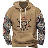 Zhyaj Classic Drawstring Hoodie for Men Classic Hooded Neck Long Floral Printed Sleeve Street Style Fall Sweatshirt with Kangaroo Pocket for Everydaywear