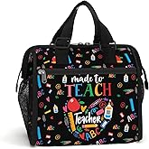 84hoods Large Lunch Bag for Women. Gift for Teachers. Insulated Lunch Box for Work Office Travel Picnic with Adjustable Strap. Made to Teach.
