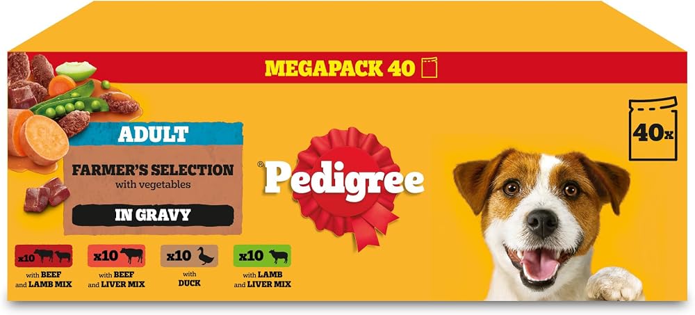Pedigree Mixed Selection in Gravy 40 Pouches 100 g Mega Pack Adult Wet Dog Food