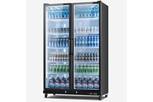 Yeego Commercial Display Beverage Refrigerator - 37.79 Cu.ft Vending Machine with LED Light and Adjustable Shelves, Drink Cooler 32-50°F for Supermarkets Business Grocery Stores Offices Home