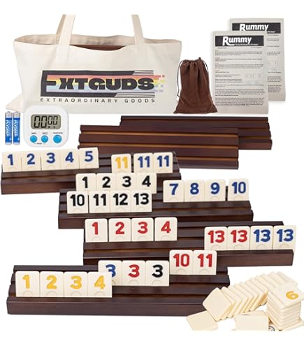 Amazon.com: 2-4 Player Rummy Cube Game Set, with 4 Wooden Racks
