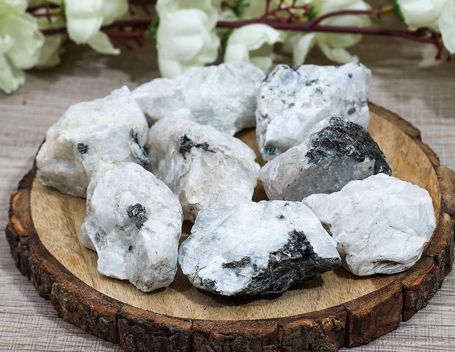 Indoor Fountains & Accessories - Rainbow Moonstone Raw 1,000+ Carats Stones and Crystals Bulk, Rough Gemstones for Rock Tumbler, Jewelry Making, Polishing, Cabbing, Lapidary, Fountain Rocks, Decoration, Wire Wrapping, Reiki Healing