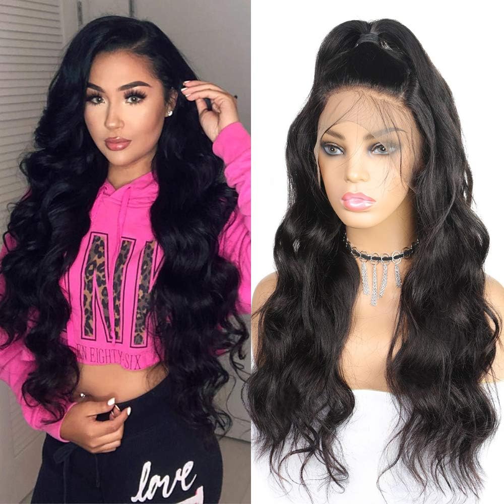 MsGem Lace Front Wigs Human Hair Unprocessed Brazilian Body Wave Virgin Hair Lace Frontal Wigs 150% Density 20 inch Wig For Black Women Pre plucked With Baby Hair
