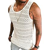 Syktkmx Mens See Through Vest Crewneck Sleeveless Tank Tops Muscle Sexy Mesh Shirts