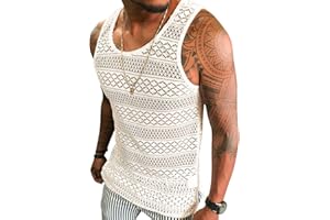 Syktkmx Mens See Through Vest Crewneck Sleeveless Tank Tops Muscle Sexy Mesh Shirts