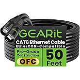GEARit Shielded CAT6 Ethercon Cable (50 Feet) Professional Audio &amp; Lighting RJ45 EtherCON-Compatible Cable for Studio, Stage, Concerts - 50ft Black