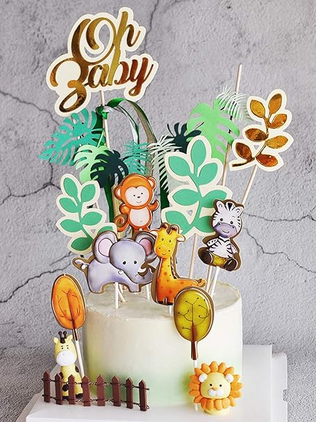 Cuisine Maison Decorations Centres De Table Jevenis 24 Pcs Mignon Safari Animal Anniversaire Piece Maitresse Jungle Animaux Anniversaire Piece Maitresse Maitresse Safari Bebe Douche Decoration