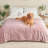 Yaning Waterproof Blanket 60"x80" for Adults, Reversible Waterproof Bed Cover for Dogs Cats Pets, Soft Leakproof Blanket for Bed Couch Sofa Furniture Protector, Dusty Pink/Off White