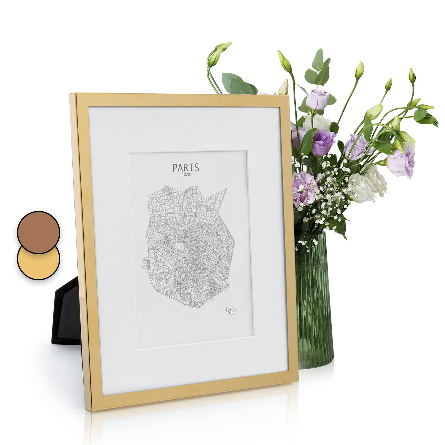 Casa Chic Picture Frames, 27 x 22 cm Photo Frame, Standing/Wall Mounted Photo Frames For Home & Office, Vertical/Horizontal Display, Real Glass & Wood, Passepartout Poster Frame, Picture Frame