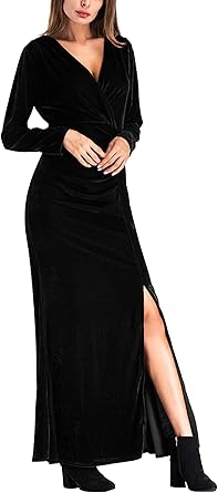 long sleeve velvet maxi dress