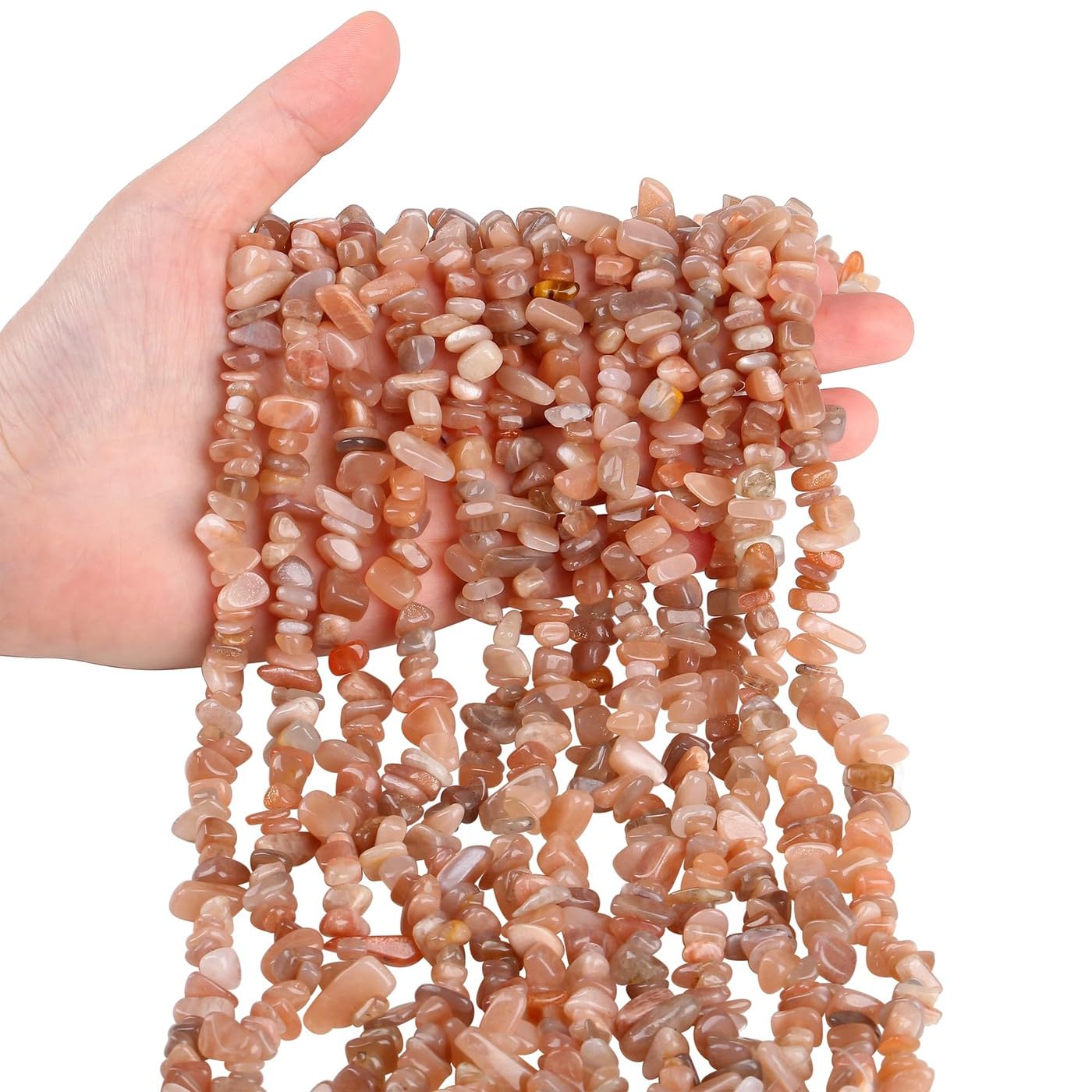 XIANNVXI 400 Pcs 5-8mm Irregular Drilled Loose Sunstone Gemstones Chips Beads,Crystal Beads for Crafting for Jewelry Making — image 1