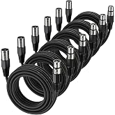 EBXYA XLR Cable 2ft 6 Packs - Balanced Microphone Cable with 3-Pin XLR Male to Female Mic Speaker Cable, Black