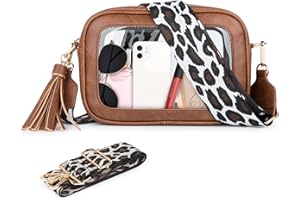 Viva Terry Clear Bag for Stadium Events Approved, Small Clear Crossbody Purse with 2 Adjustable Straps for Makeup Toiletry