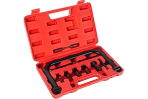 LSKASELUE Valve Spring Compressor, Valve Spring Removal Tool Kit with C Clamp & 5 Collet Pusher Adapters, Small Engine Spring