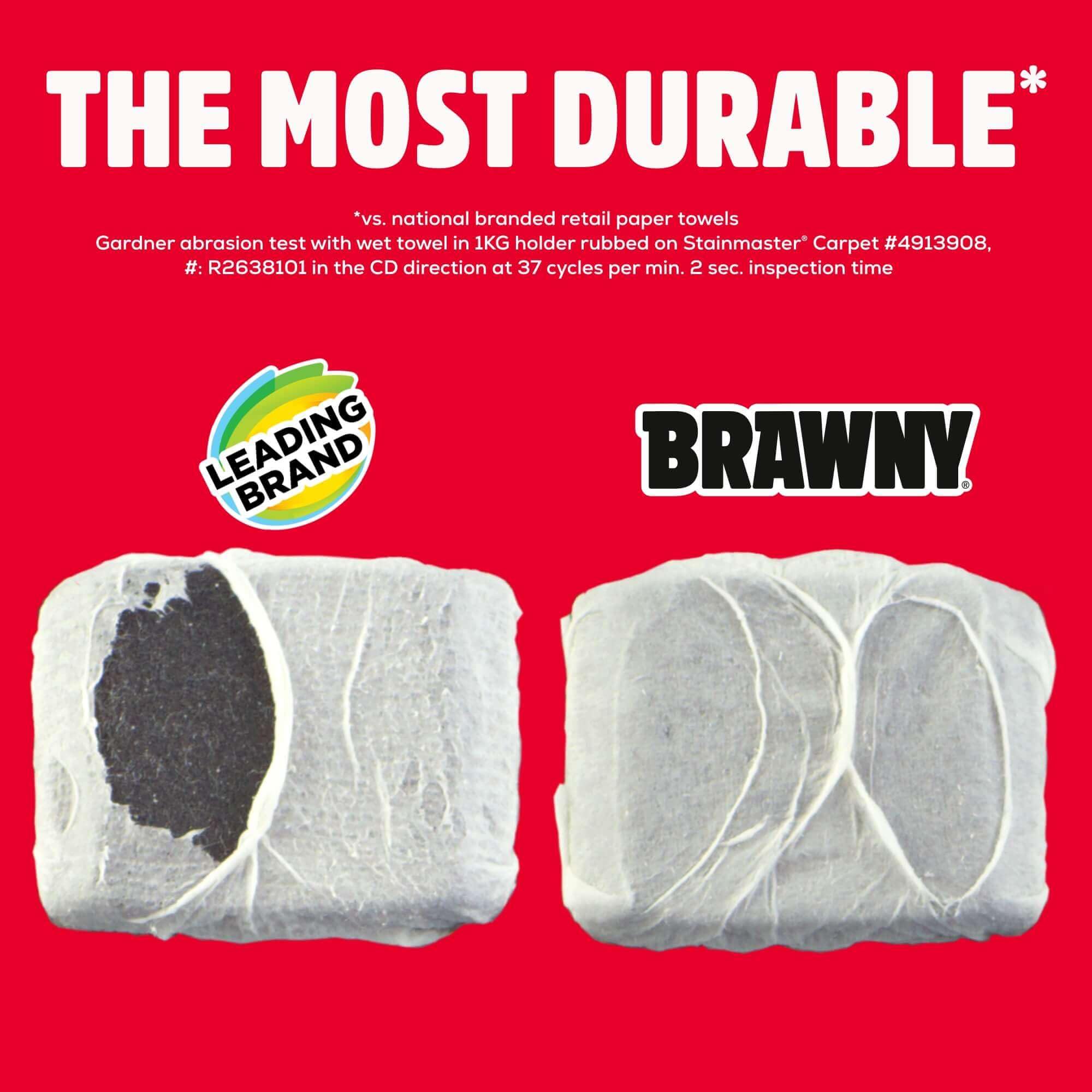 Brawny Tear-A-Square 3-Ply Paper Towels, 8 Triple Rolls = 24 Regular Rolls, Strong, Absorbent, and Durable with 3 Sheet Sizes (Quarter, Half, Full)