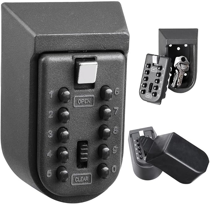 Key Lock Box Combination Lock Box 10Digit PushButton Secure Portable