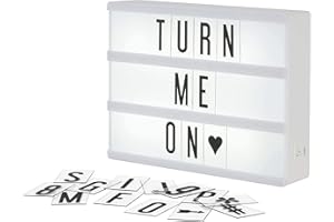 My Cinema Lightbox - Mini Cinema Lightbox, 8"x6" - Personalized Light Box Sign with 100 Letters, Numbers, & Symbols, USB cable included, white light box with letters