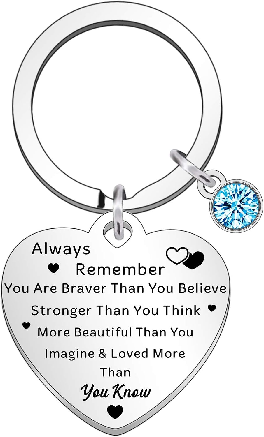 QMVMV Always Remember You are Braver Than You Believe Inspirational Keyring keychain for Friends Birthday Christmas Gifts
