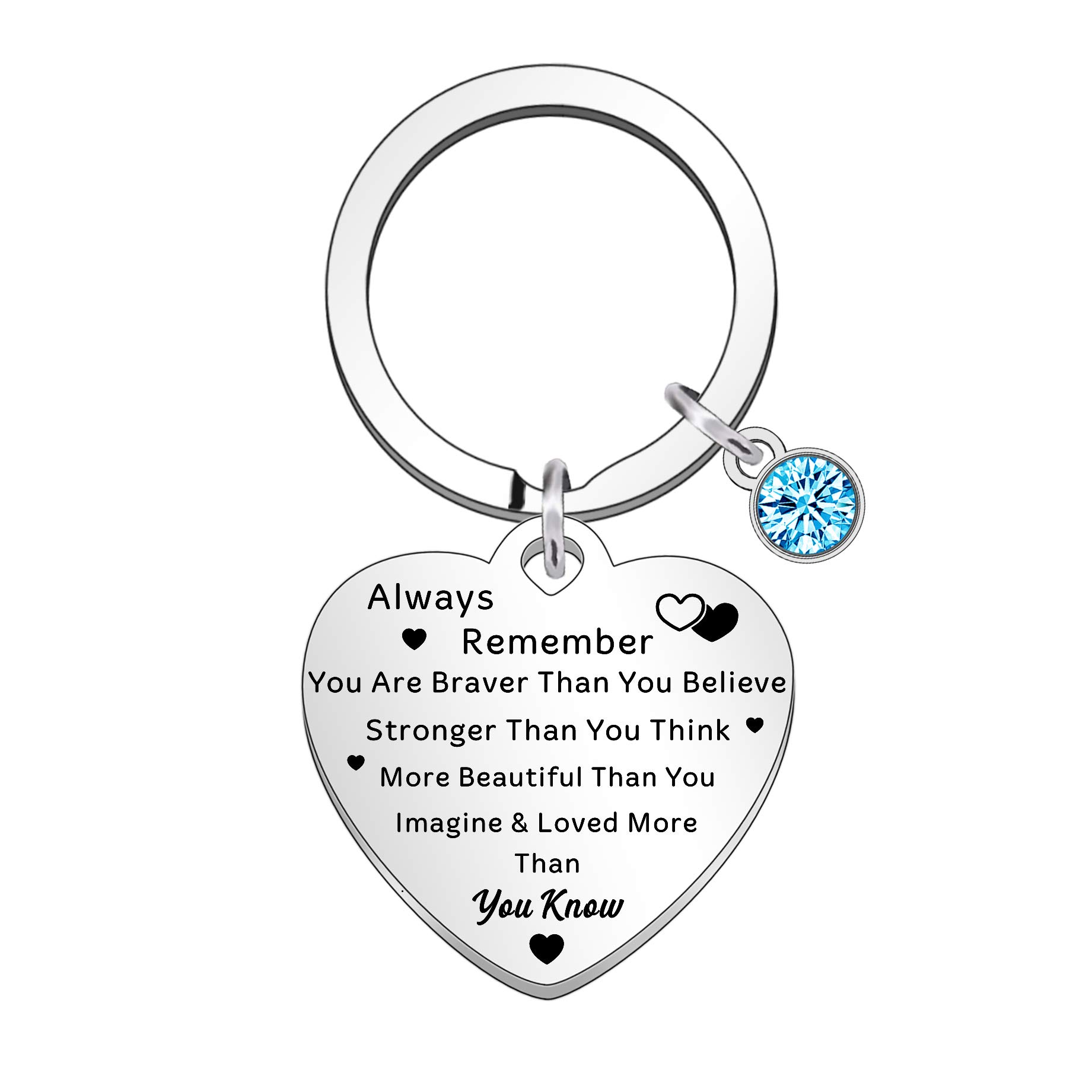 QMVMV Always Remember You are Braver Than You Believe Inspirational Keyring keychain for Friends Birthday Christmas Gifts