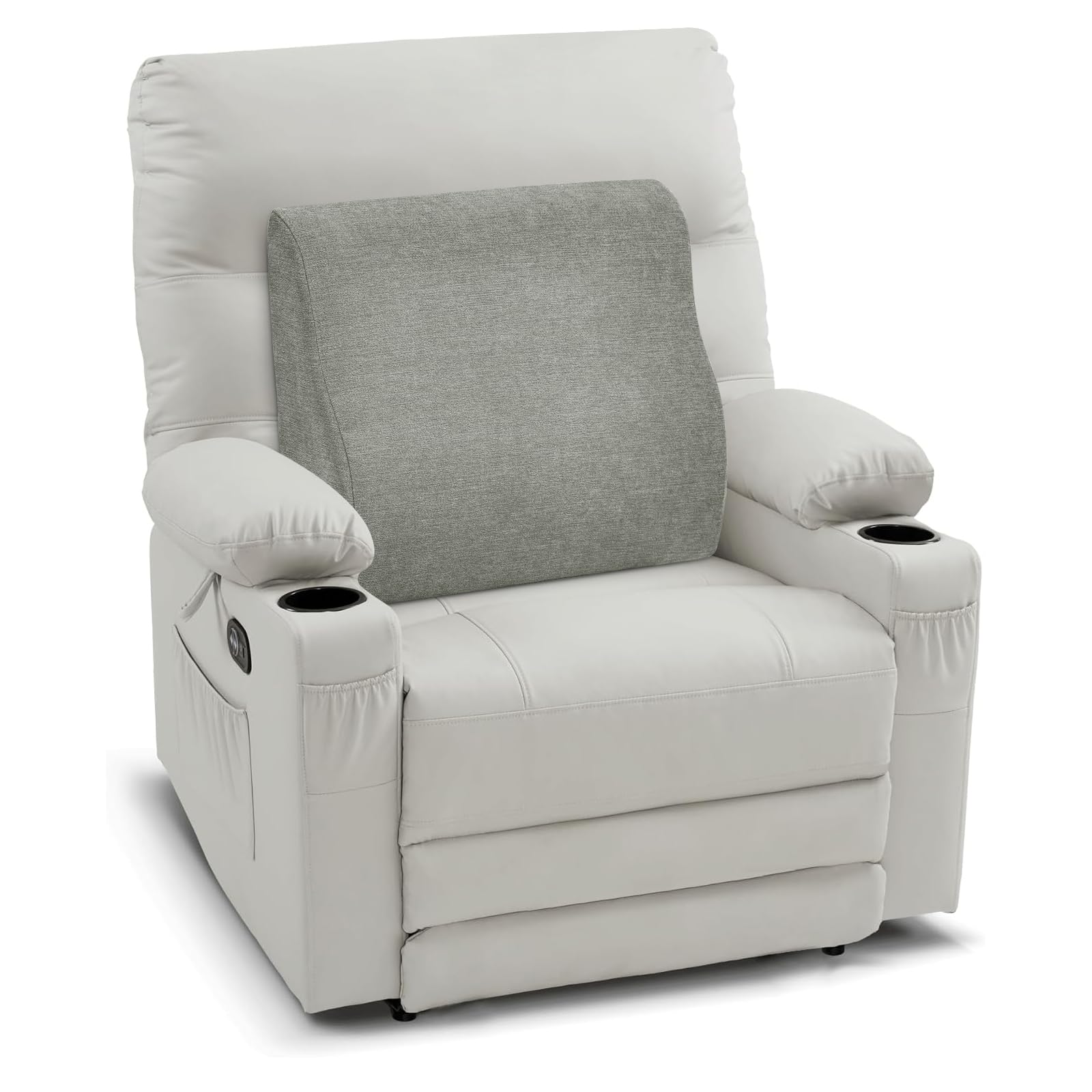 baibu Lumbar Support Pillow for Recliner Dual Layer Back Support Pillow with Memory Foam Ergonomic Orthopedic Couch Back Cushions for Lower Back Pain Relief Washable Cover- Grey