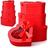Resurhang 4 Pcs Valentine Flower Boxes Heart Shaped Boxes Floral Gift Box Assorted Sizes with Transparent Window Lids and Ribbons for Luxury Flower Gift Arrangements Wedding(Red)