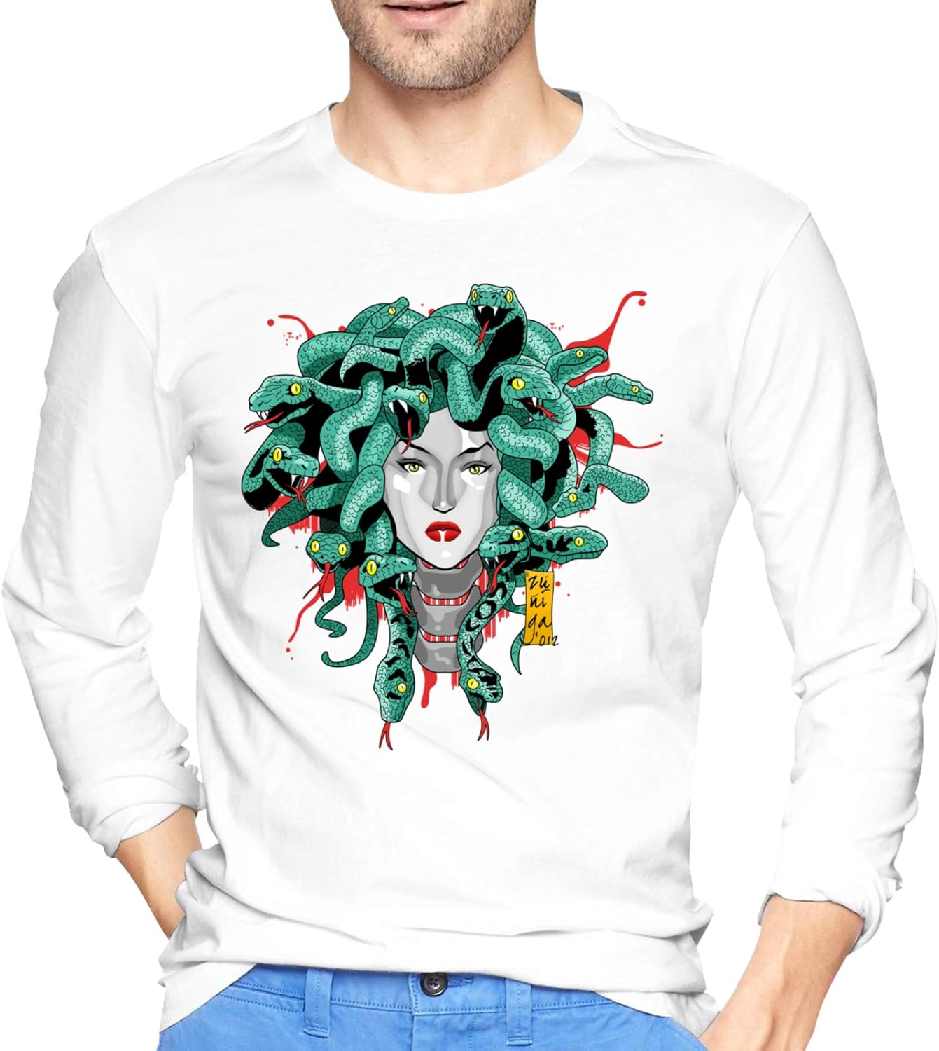 Amazon.com: Medusa Greek Myth Men's Ultra Cotton Long Sleeve T-Shirts Soft Tee Tops Slim-fit 