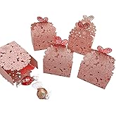 Suponey Party Favor Boxes Flower Butterfly Candy Boxes Laser Cut Candy Boxes Pink Gift Boxes for Wedding Bridal Shower Anniverary Birthday Party (20 PCS)